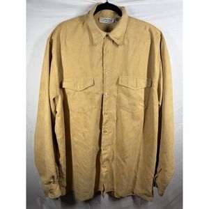 Michael Austin long-sleeve casual button-down shirt tan/yellowish Suede Like